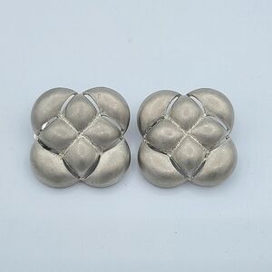 Vintage Earrings Shoe Clips Matte Silvertone Clip On Earrings #764